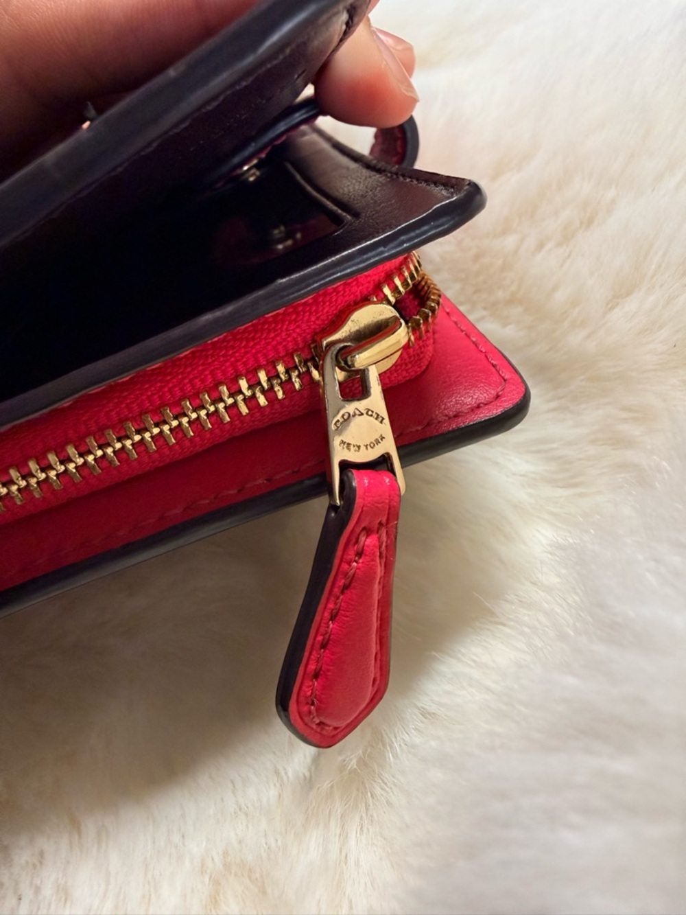Coach Black Signature Compact Wallet with Pink Snap Tab - Picture 12 of 13